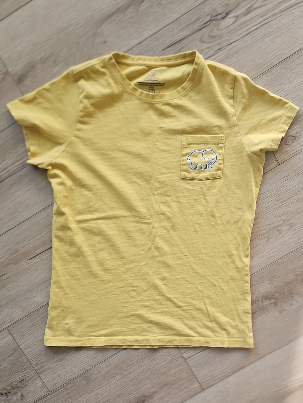 ivory ella Bright Yellow Short-Sleeve Pocket Tee with Elephant Patch